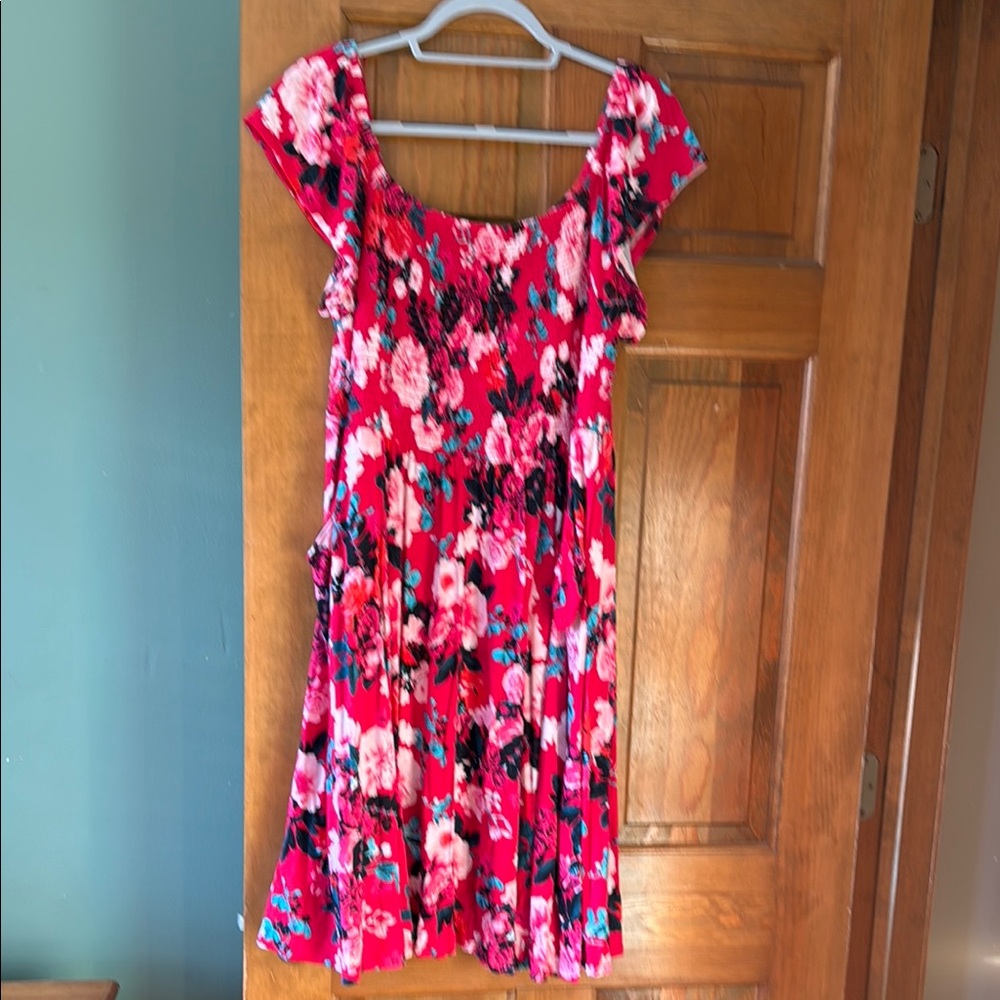 Floral Red Dress by Torris, never worn, side pockets
